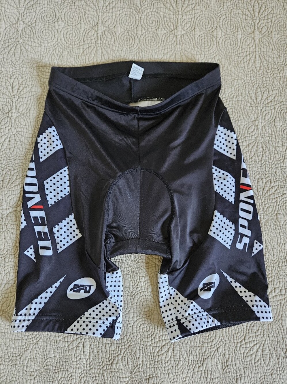 Sponeed Men's Cycling Shorts Size Large, Black/White, Padded